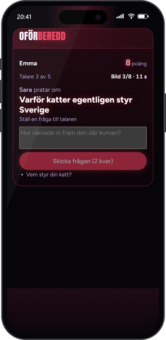 Samma stund i Oförberedd i en spelares mobil