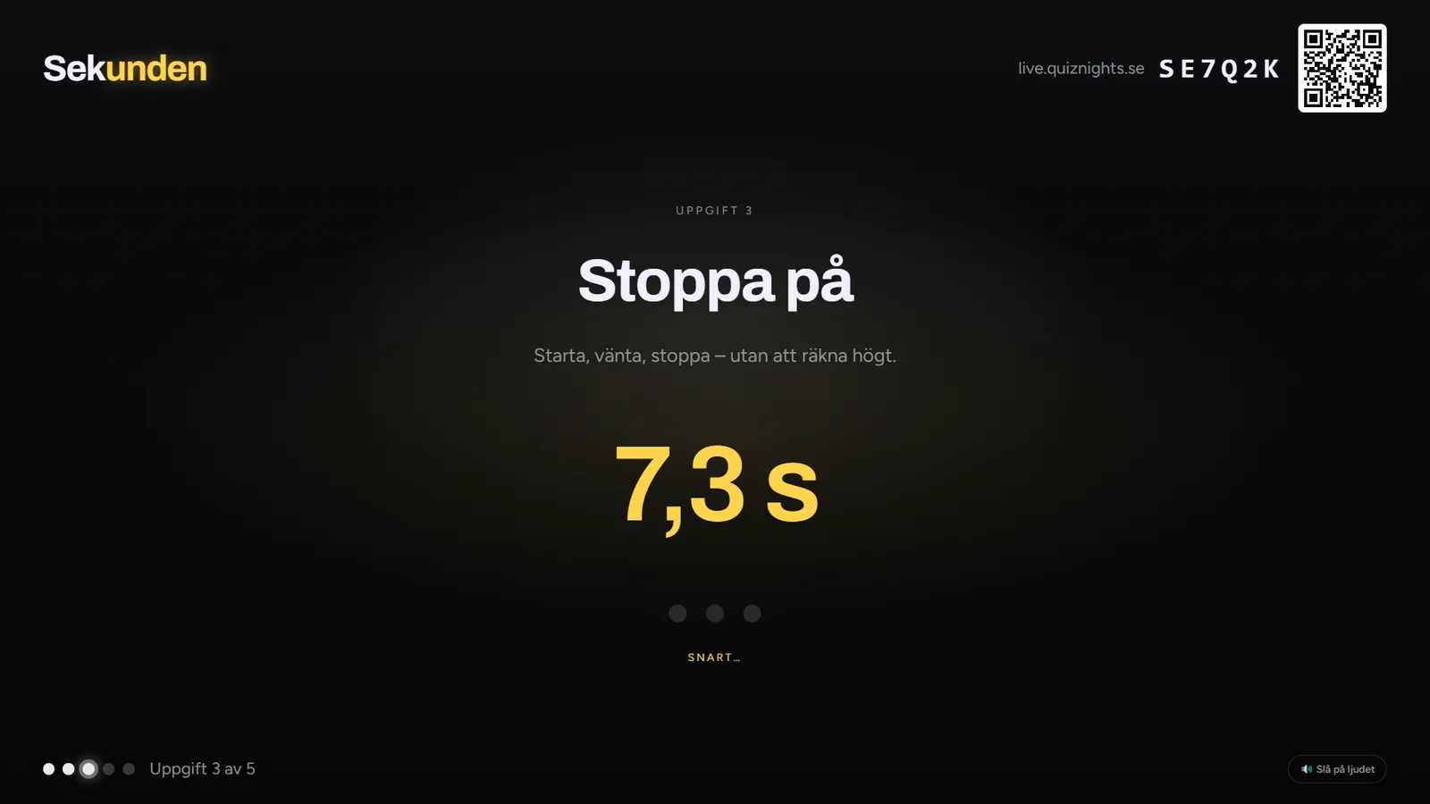 Storbilden i Sekunden under en spelkväll, med exempeldata